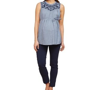 Perfect maternity pants: navy blue skinny ankle